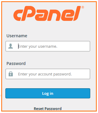 cPanel login page