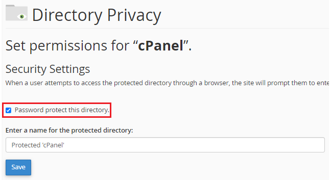cpanel password protect
